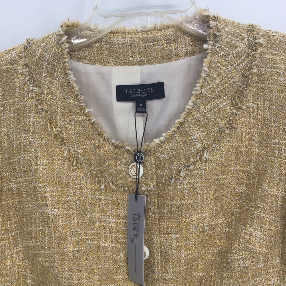 Talbots NWT The Grace Fit Boucle’ Fitted Jacket Career Classic Golden Size 8 - Picture 4 of 11